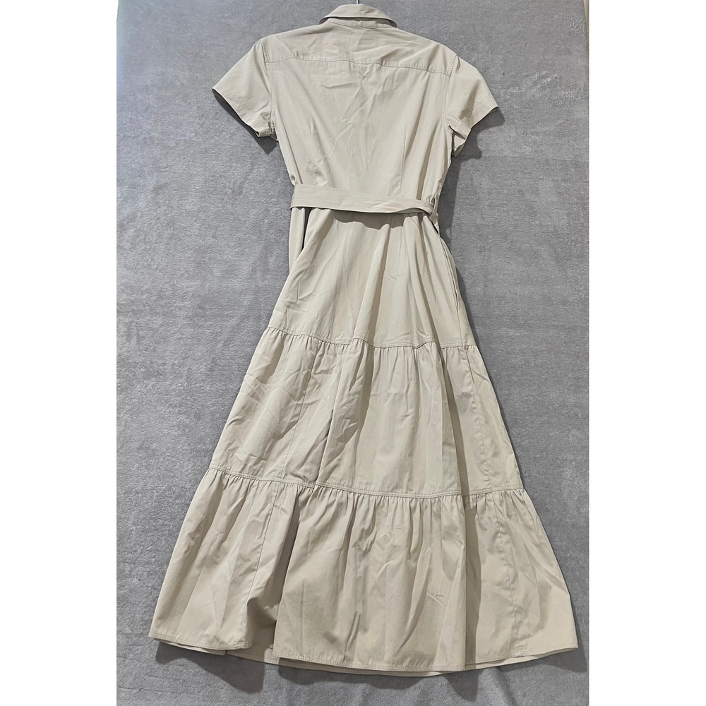 Polo Ralph Lauren Tiered Dress Women 10 Belted Safari Capsule Neutral Granola - Picture 2 of 8